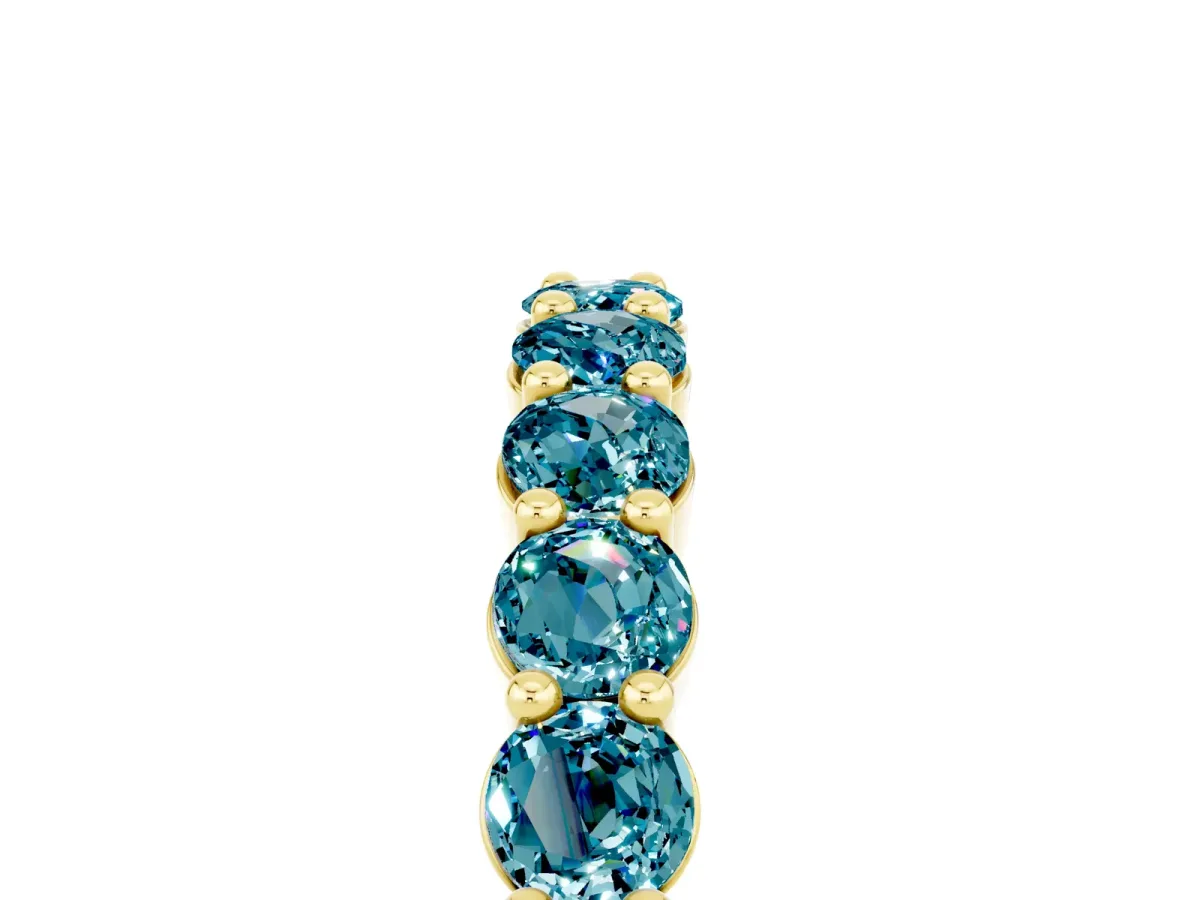 Round Blue Topaz Half Eternity Band with Prong Setting Yellow gold