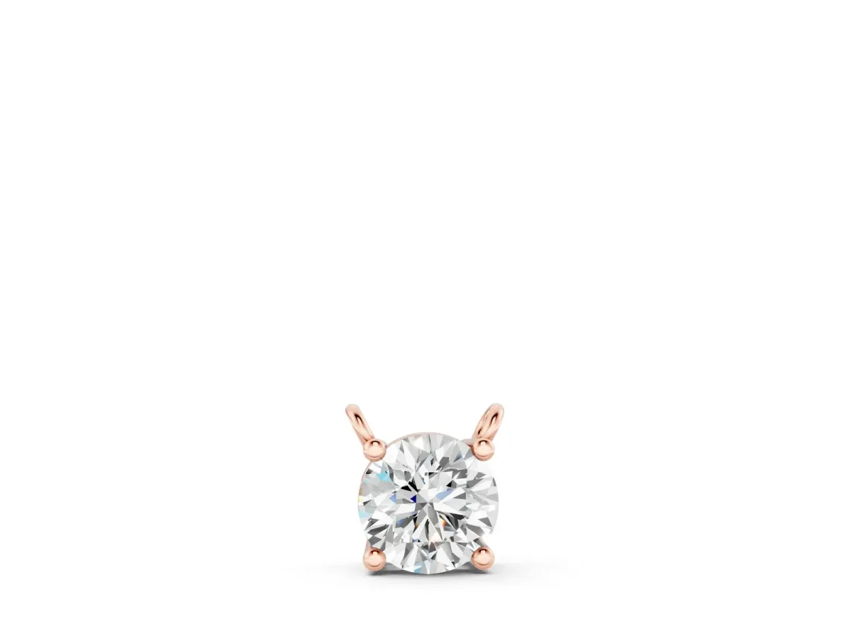 Round Solitaire Pendant with Four-Prong Basket Setting Rose gold