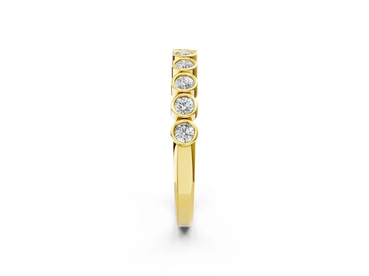 Bezel Set Round Diamond Eternity Band Yellow gold