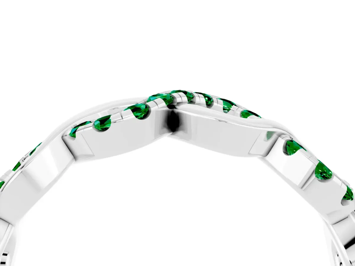 Twist Infinity Round Emerald Band with Pavé Setting White gold