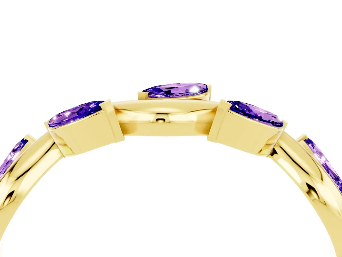 Marquise Tanzanite Twisted Band with Prong Setting Yellow gold