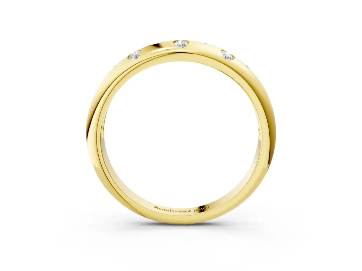 Round Diamond Flush-Set Comfort Fit Band Yellow gold
