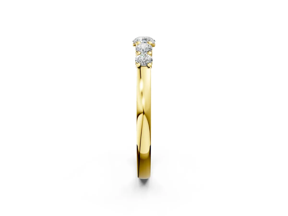 Five-Stone Round Diamond Prong Set Half Eternity Band Yellow gold