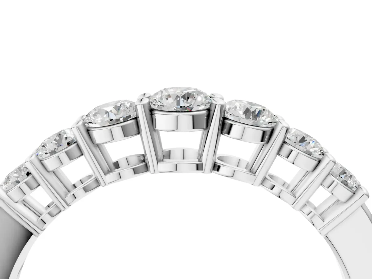 Round Diamond Prong-Set Half-Eternity Band Silver