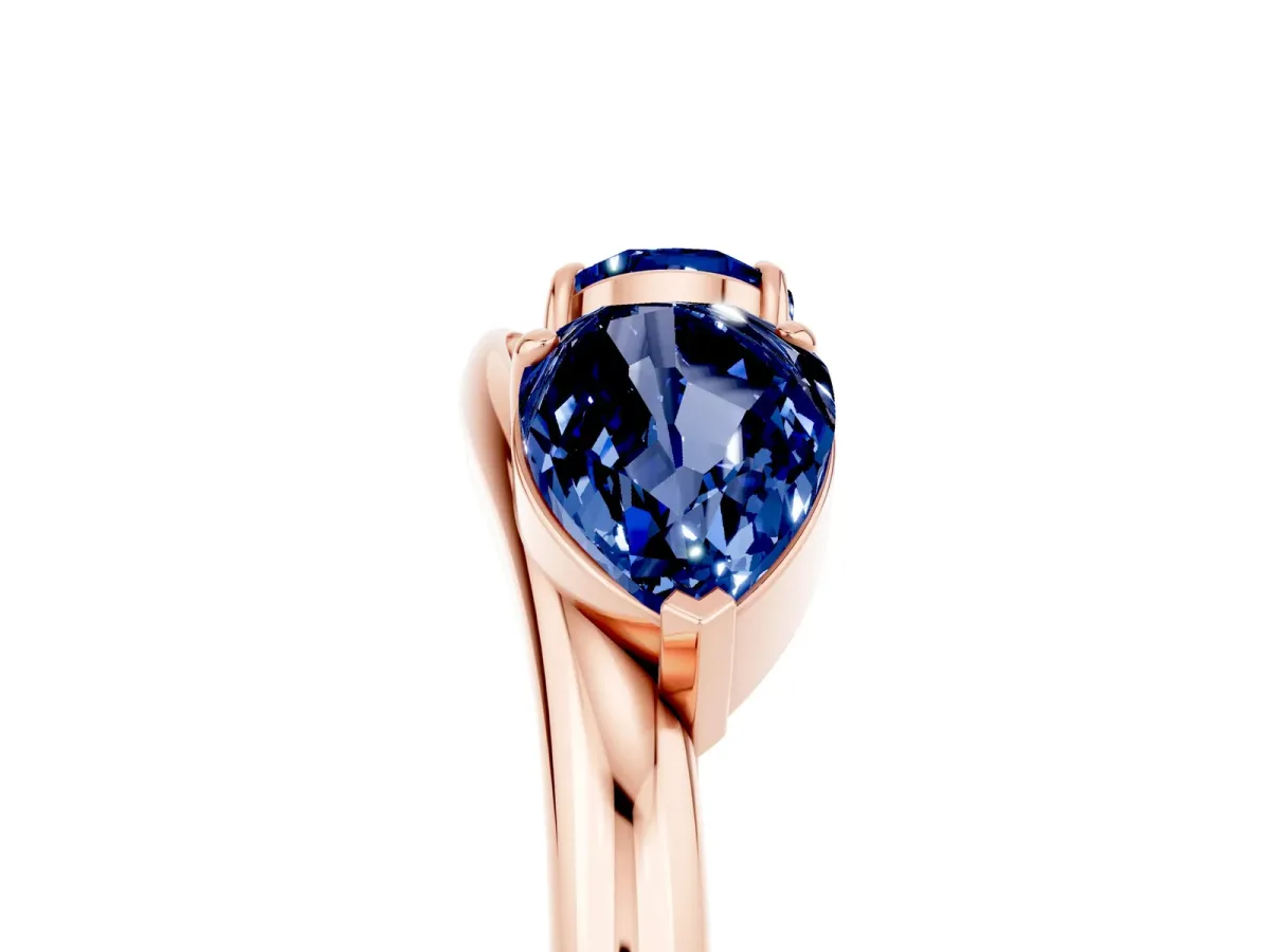 Two-Stone Pear Blue Sapphire Bypass Ring with Prong Setting Rose gold