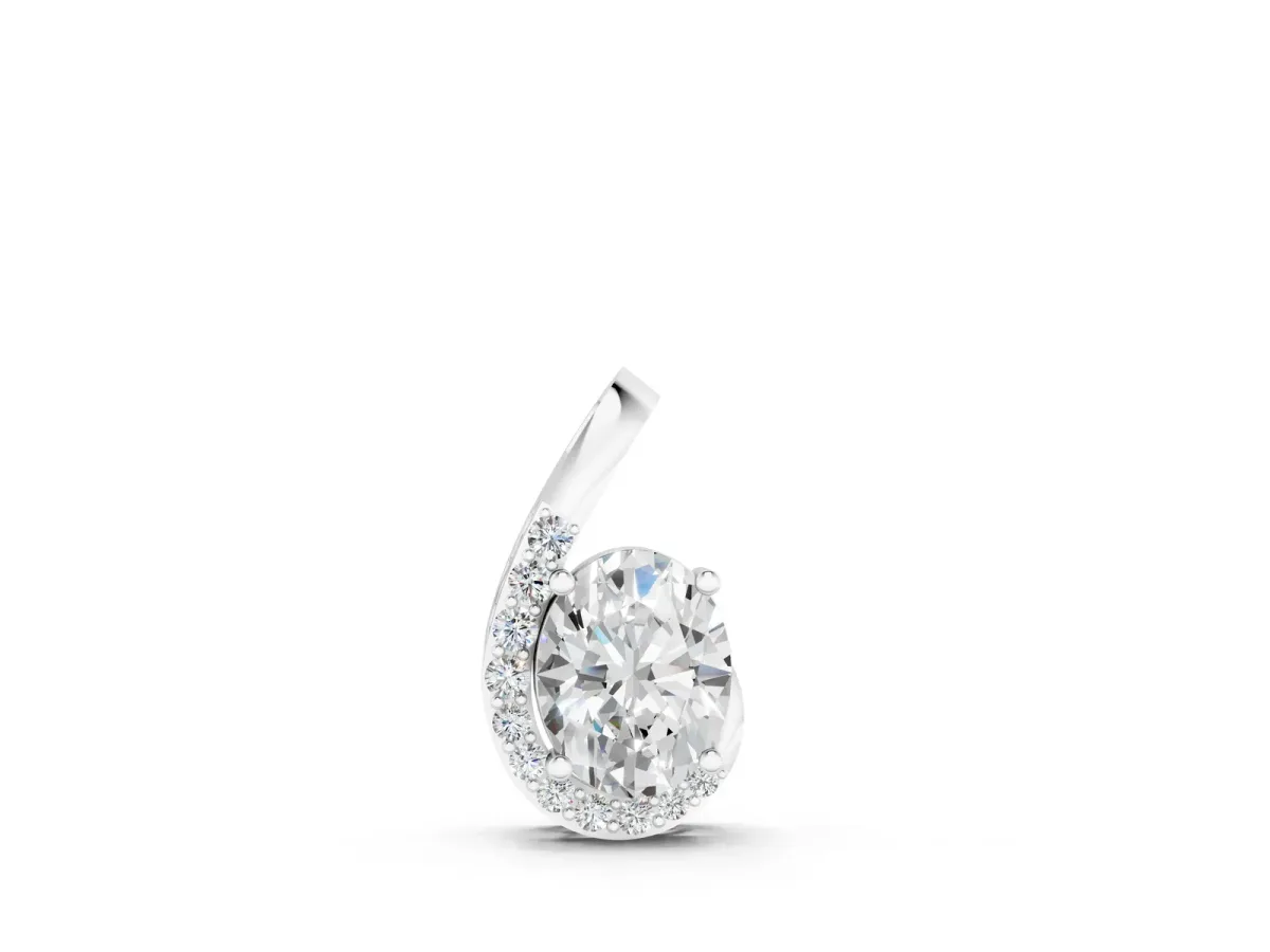 Round Diamond Swirl Pendant with Prong Setting Silver