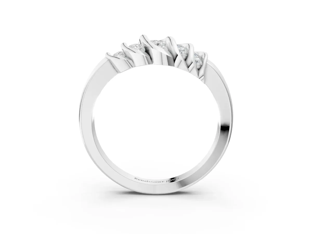 Round Diamond Multi-Row Crossover Band White gold