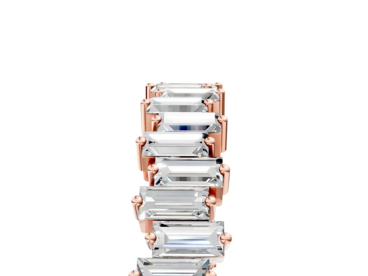 Baguette Diamond Full Eternity Ring with Prong Setting Rose gold