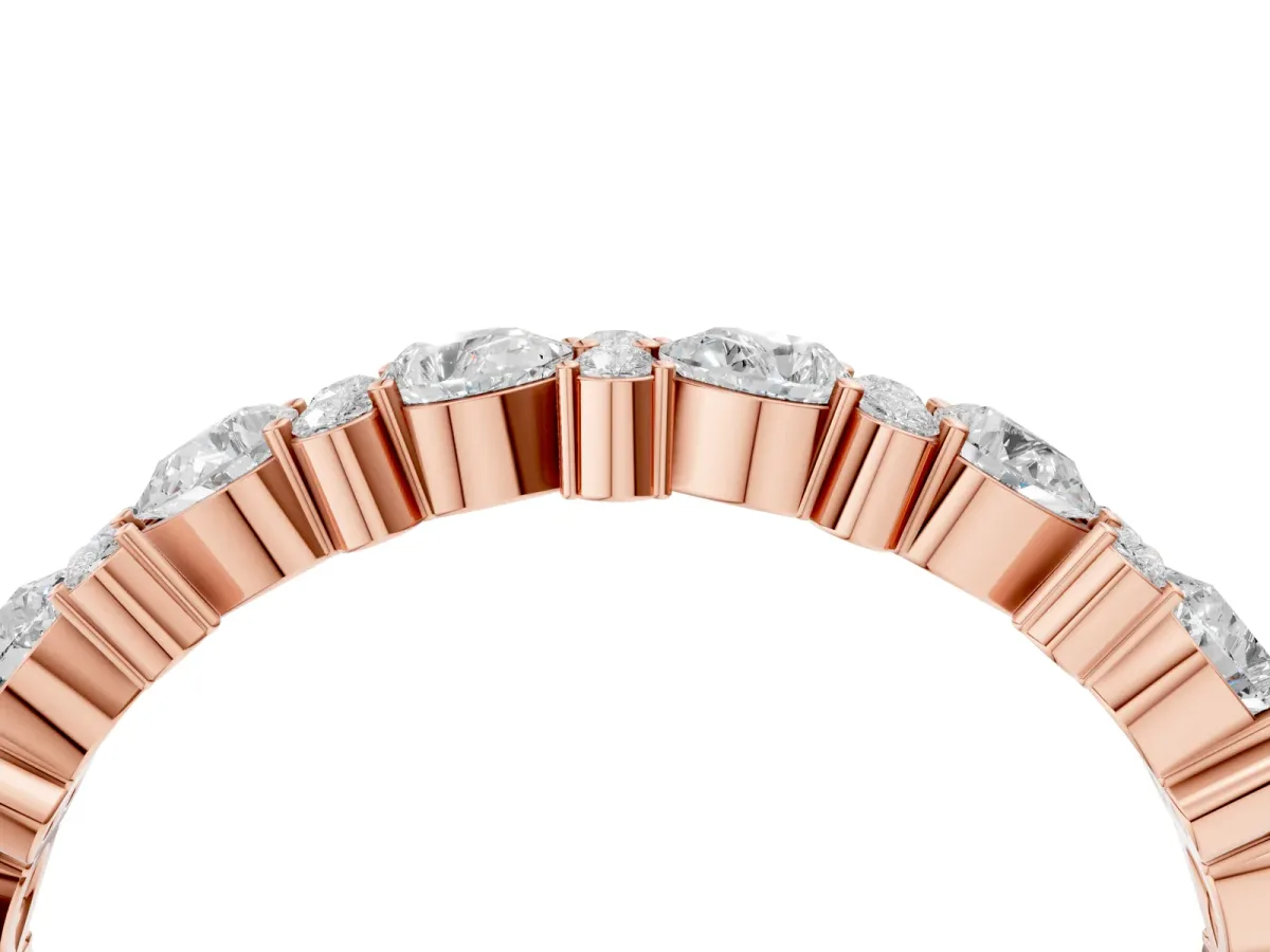 Pear and Round Diamond Wedding Band Rose gold