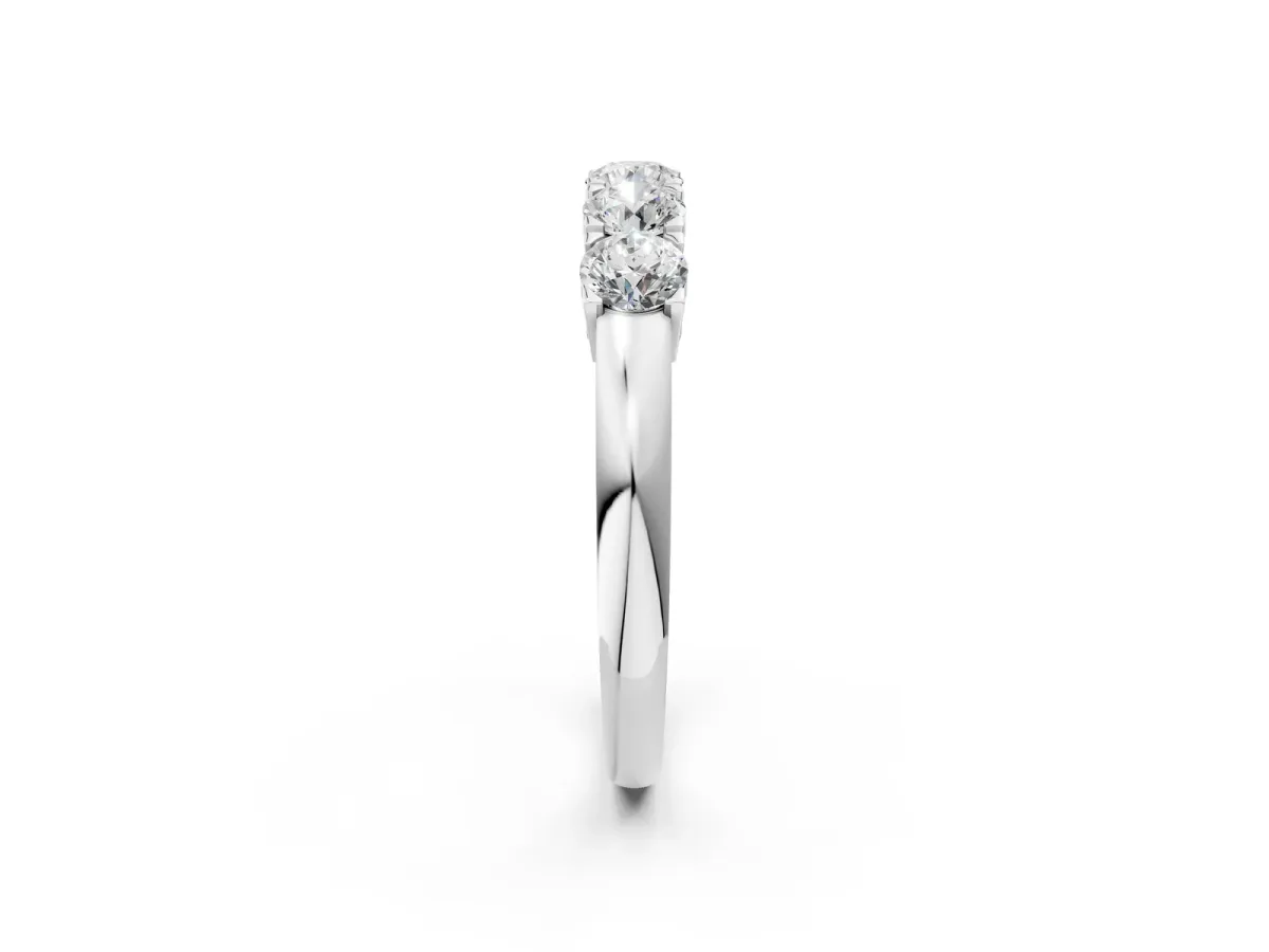 Five-Stone Round Diamond Prong Set White Gold Band Platinum