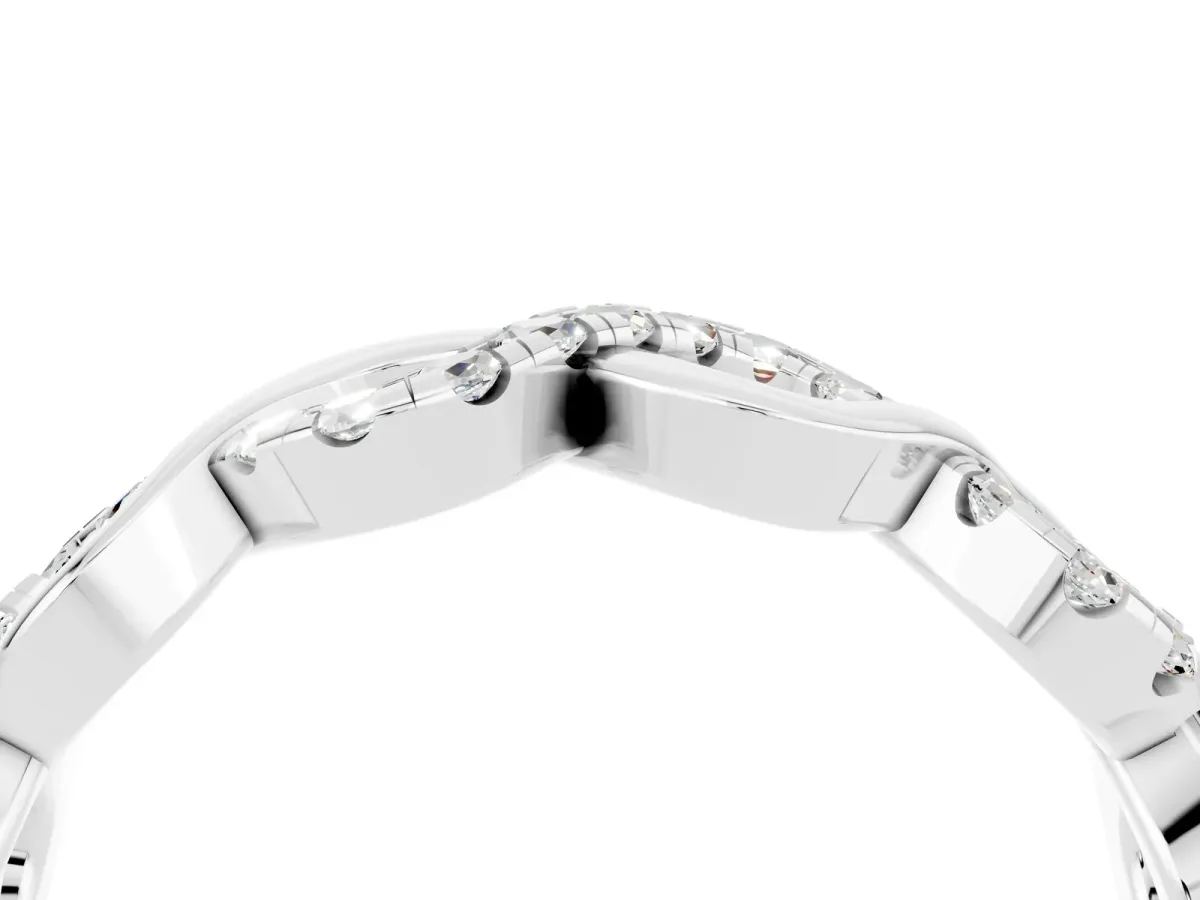 Twist Infinity Round Moissanite Band with Pavé Setting Silver