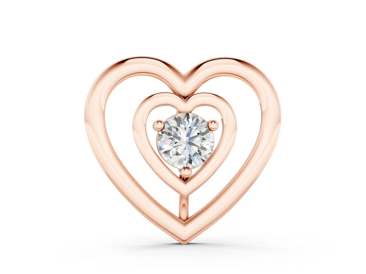 Heart Prong Round Diamond Pendant Rose gold