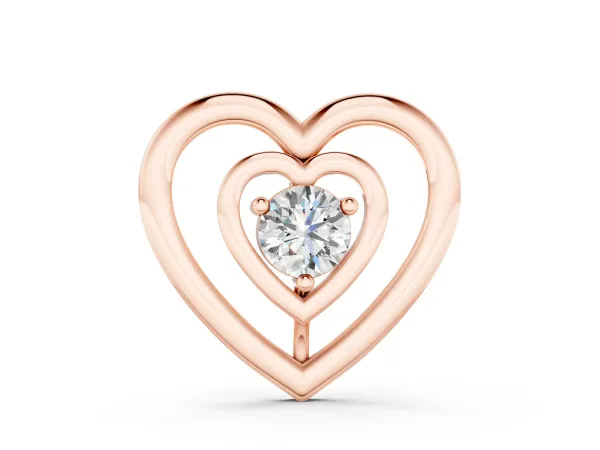Heart Prong Round Diamond Pendant Rose gold