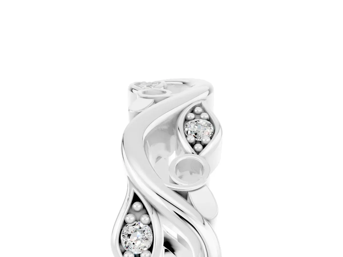 Marquise Moissanite Vine Eternity Band with Bezel Setting Silver