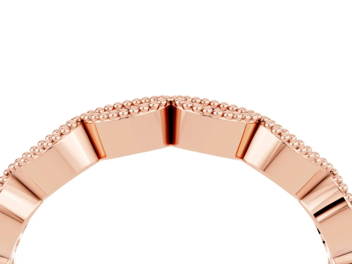 Milgrain Marquise Amethyst Half Eternity Band with Bezel Setting Rose gold