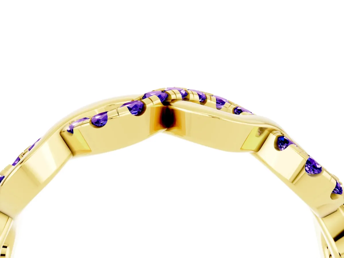 Twist Infinity Round Tanzanite Band with Pavé Setting Yellow gold