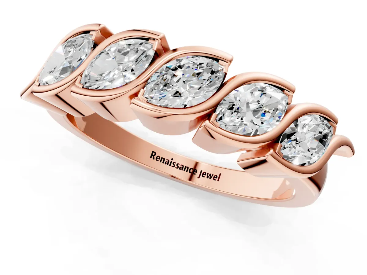 Marquise Diamond Wave Band with Channel Setting Rose gold