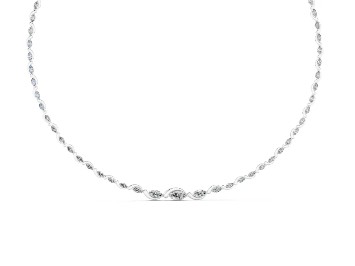 Marquise Diamond Riviera Necklace Silver