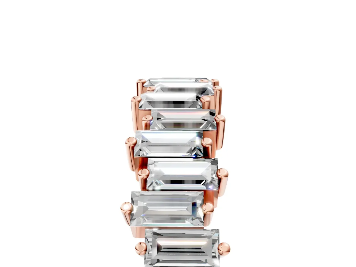 Baguette Diamond Half Eternity Ring with Prong Setting Rose gold