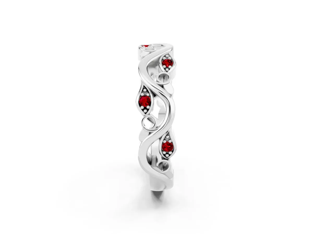 Marquise Ruby Vine Eternity Band with Bezel Setting Silver