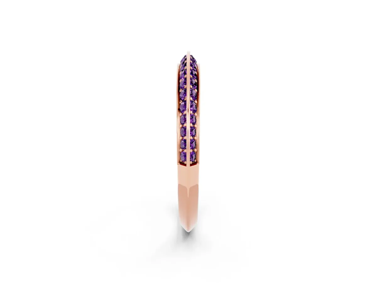 Double Row Pavé Round Amethyst Eternity Band with Channel Setting Rose gold