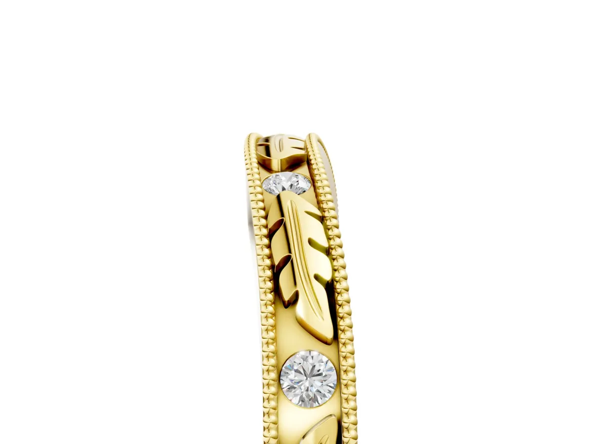 Milgrain Bezel Set Round Diamond Eternity Band Yellow gold
