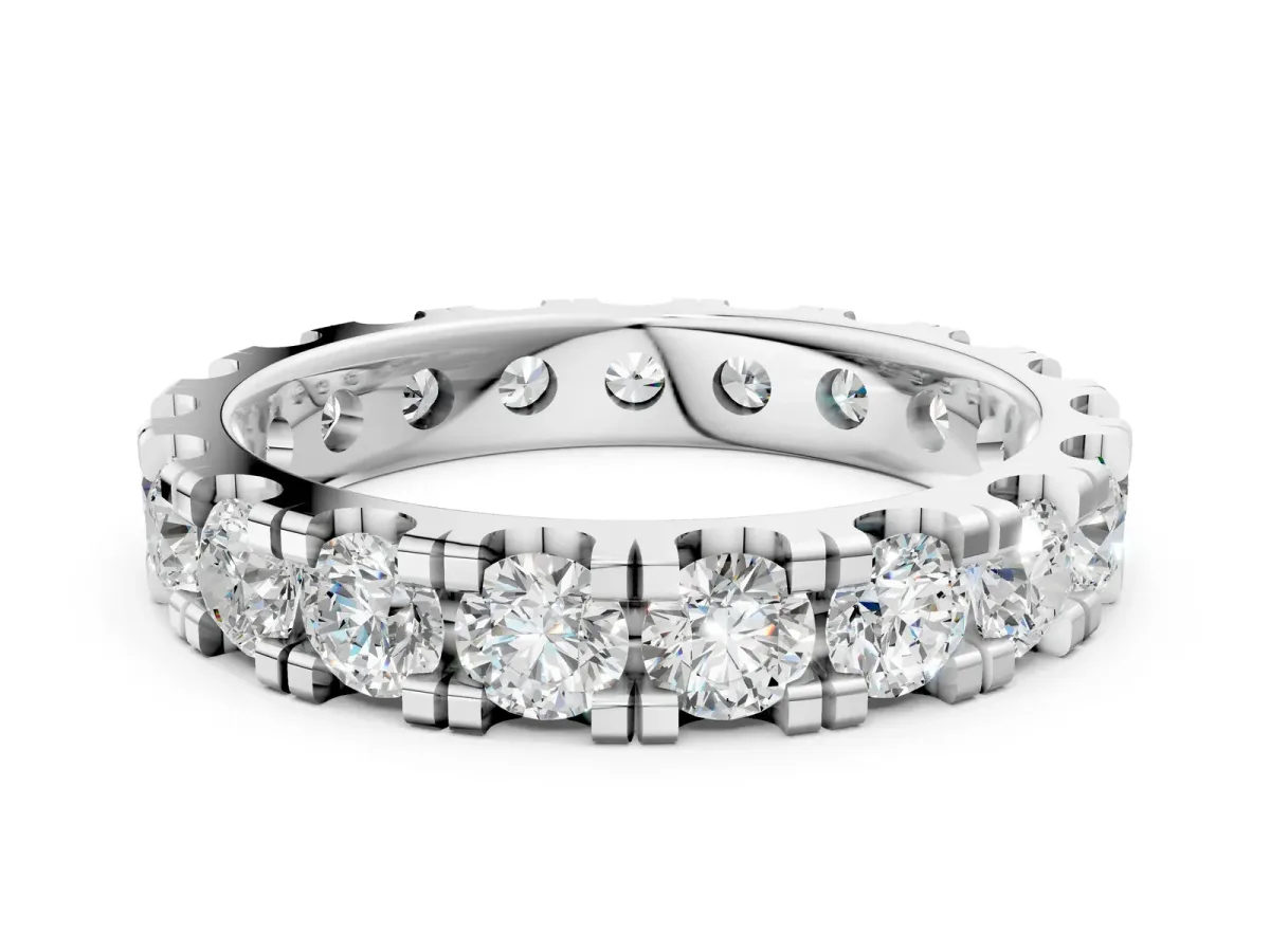 Round Diamond Full Eternity Band with U-Prong Setting Platinum