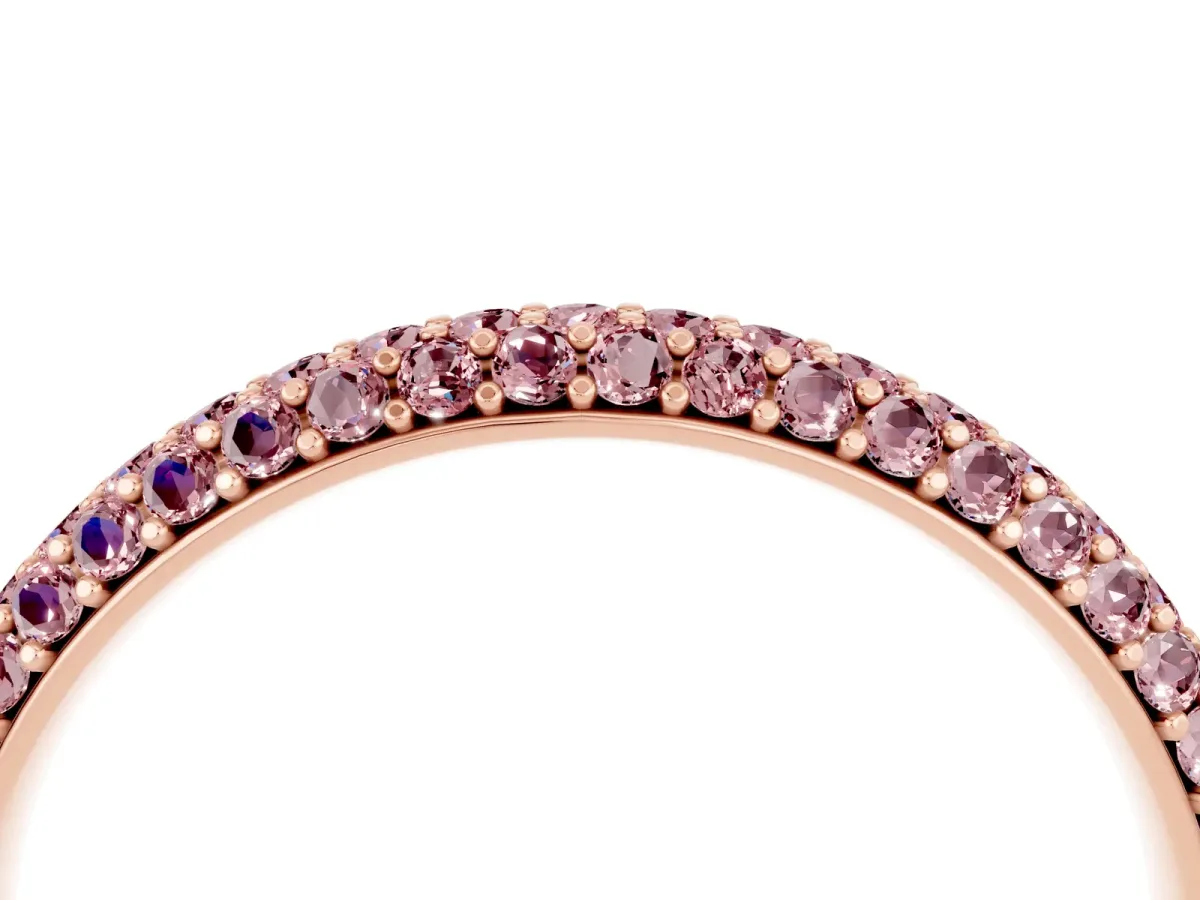 Round Morganite Pavé Eternity Band with Shared Prong Setting Rose gold