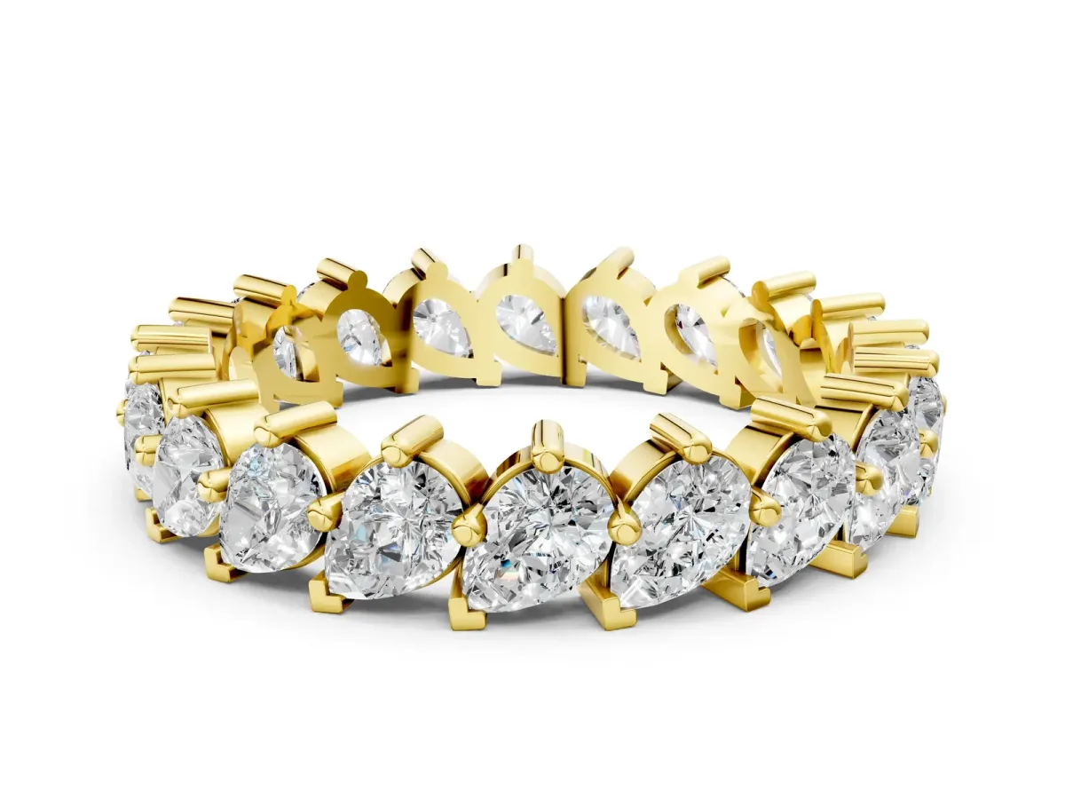 Pear Diamond Full Eternity Band with Shared Prong Setting Yellow gold