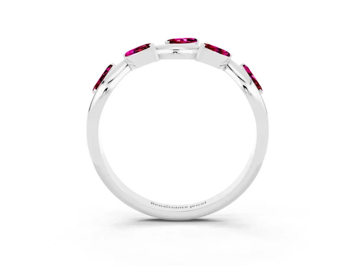 Marquise Garnet Twisted Band with Prong Setting Silver