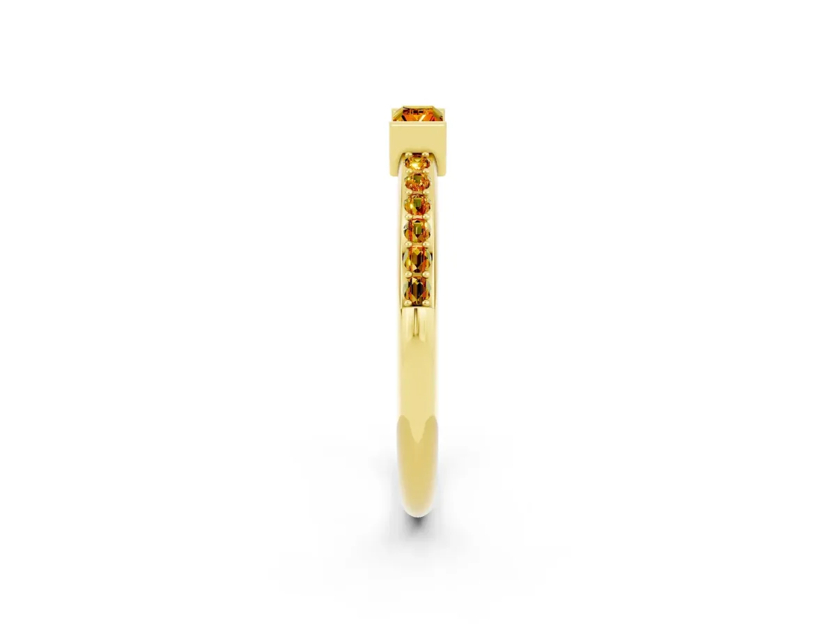 Baguette Citrine Pavé Band with Bar Setting Yellow gold