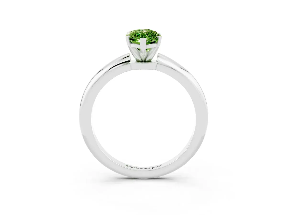 Marquise Cut Peridot Solitaire Ring with Six-Prong Setting and Classic Band Silver