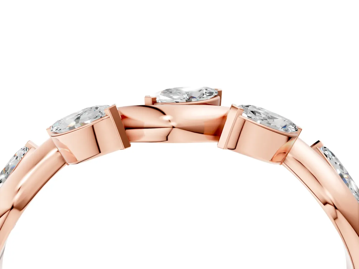 Marquise Diamond Twisted Band with Prong Setting Rose gold