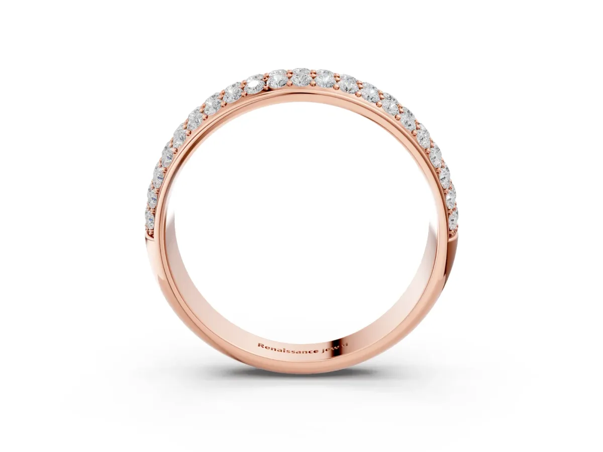 Three-Row Round Diamond Eternity Band with Shared Prong Setting Rose gold