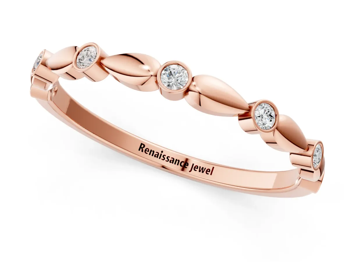 Bezel-Set Round Diamond Marquise Eternity Band Rose gold