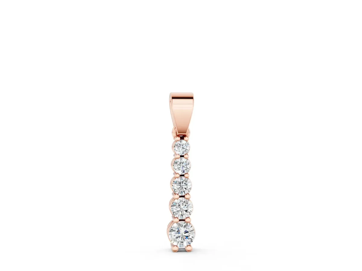Round Diamond Vertical Pendant with Prong Setting Rose gold