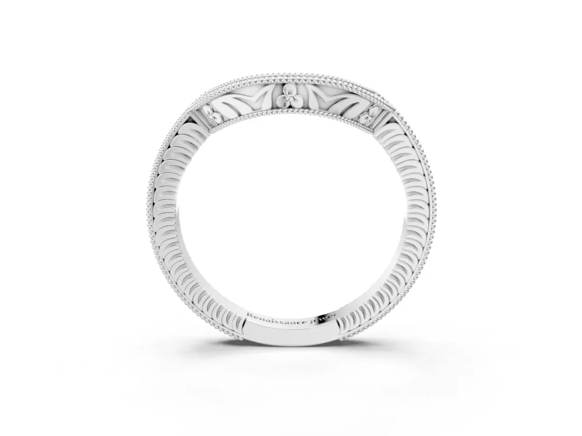 Channel Set Round Diamond Chevron Band Platinum