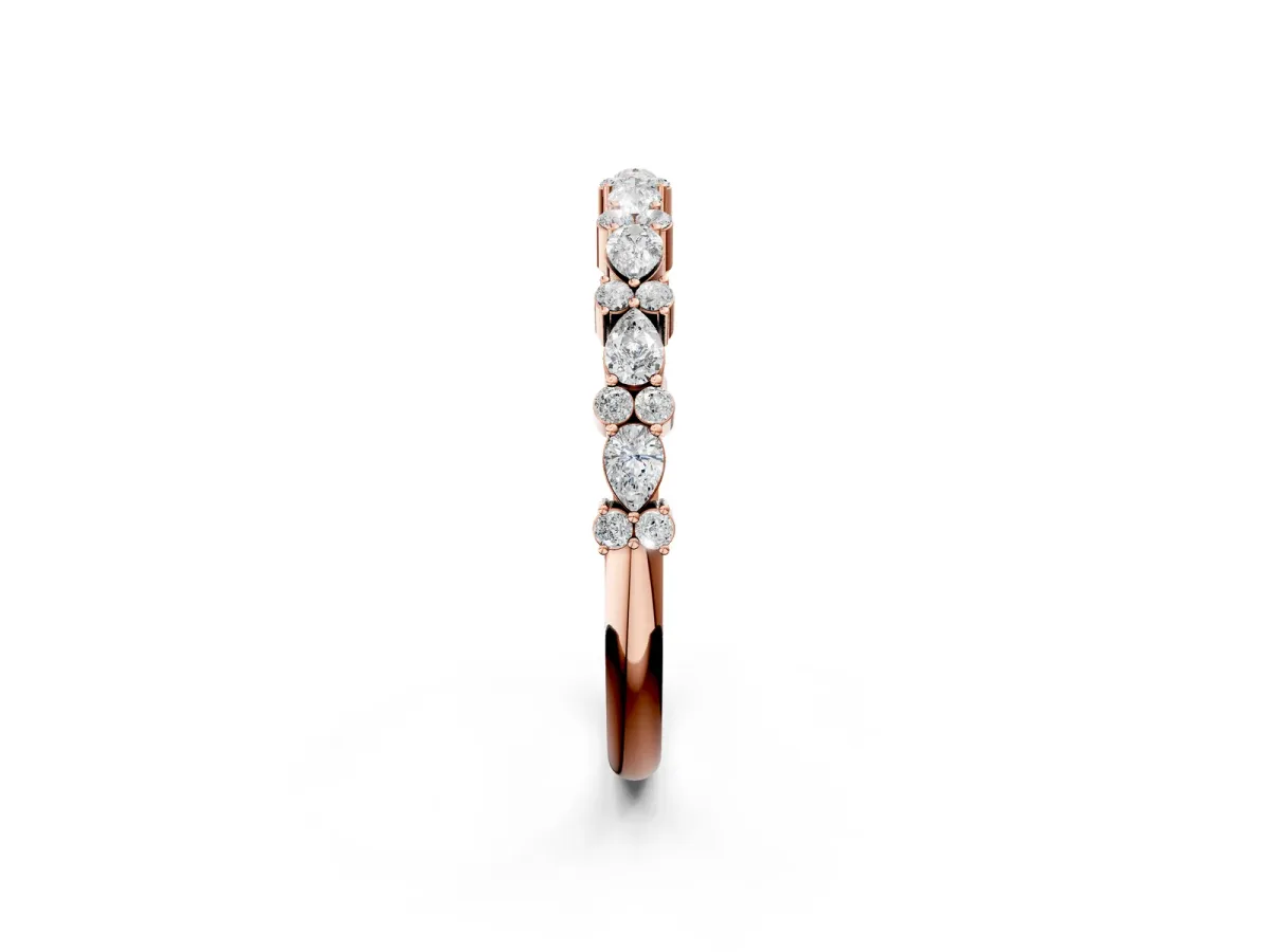 Pear and Round Diamond Wedding Band Rose gold
