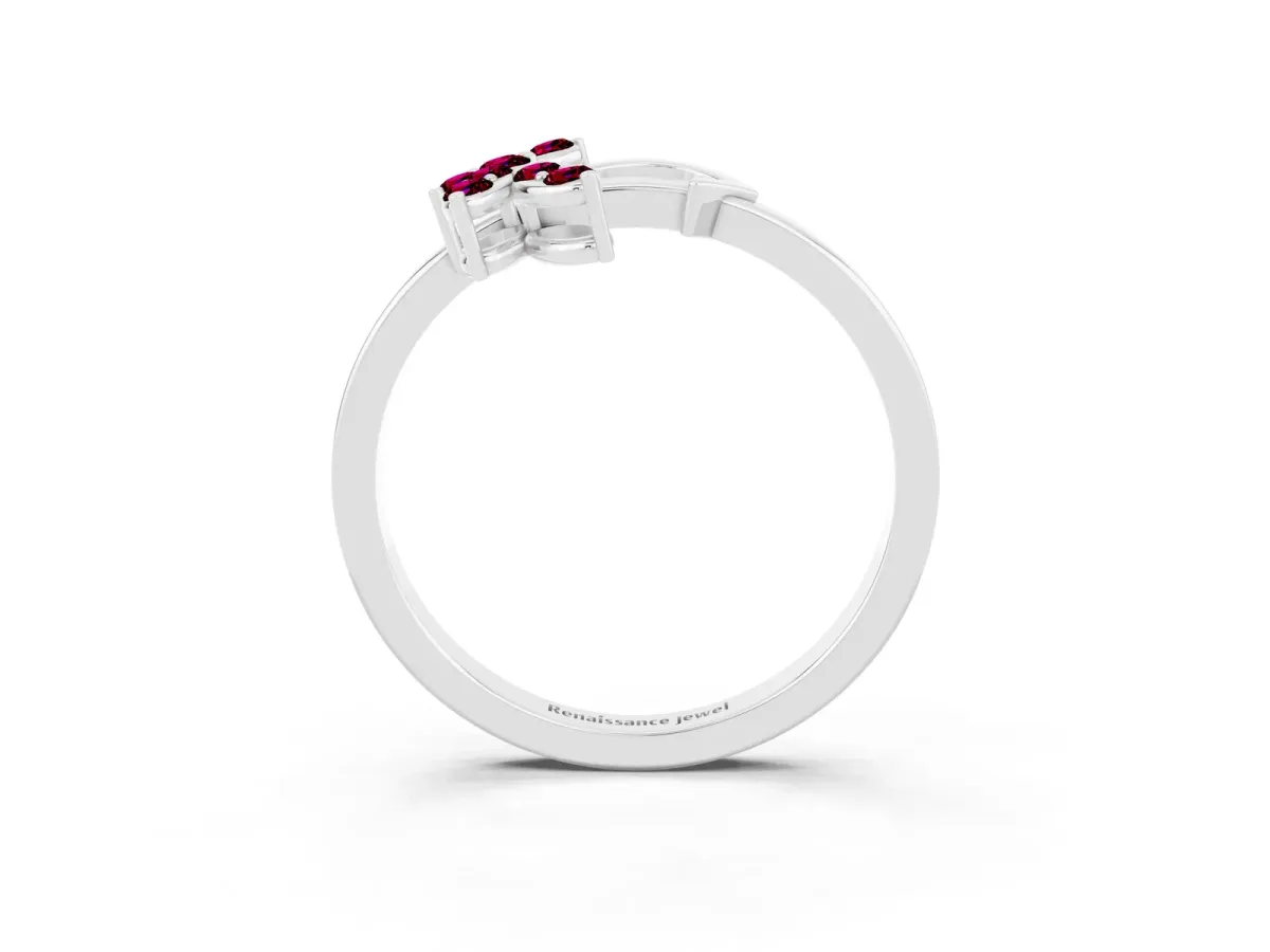 Marquise Garnet Cluster Bypass Ring with Prong Setting Silver