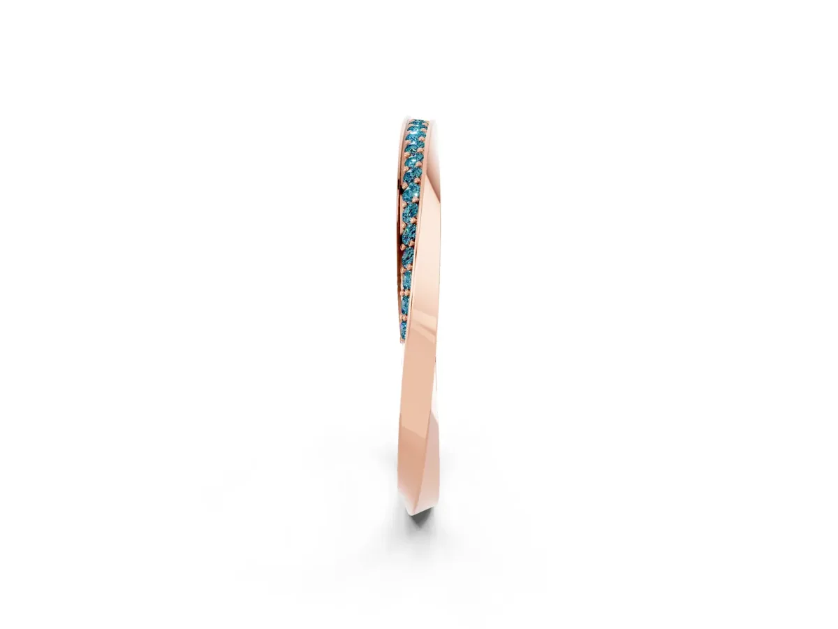 Pavé Round Blue Topaz Twist Band Rose gold