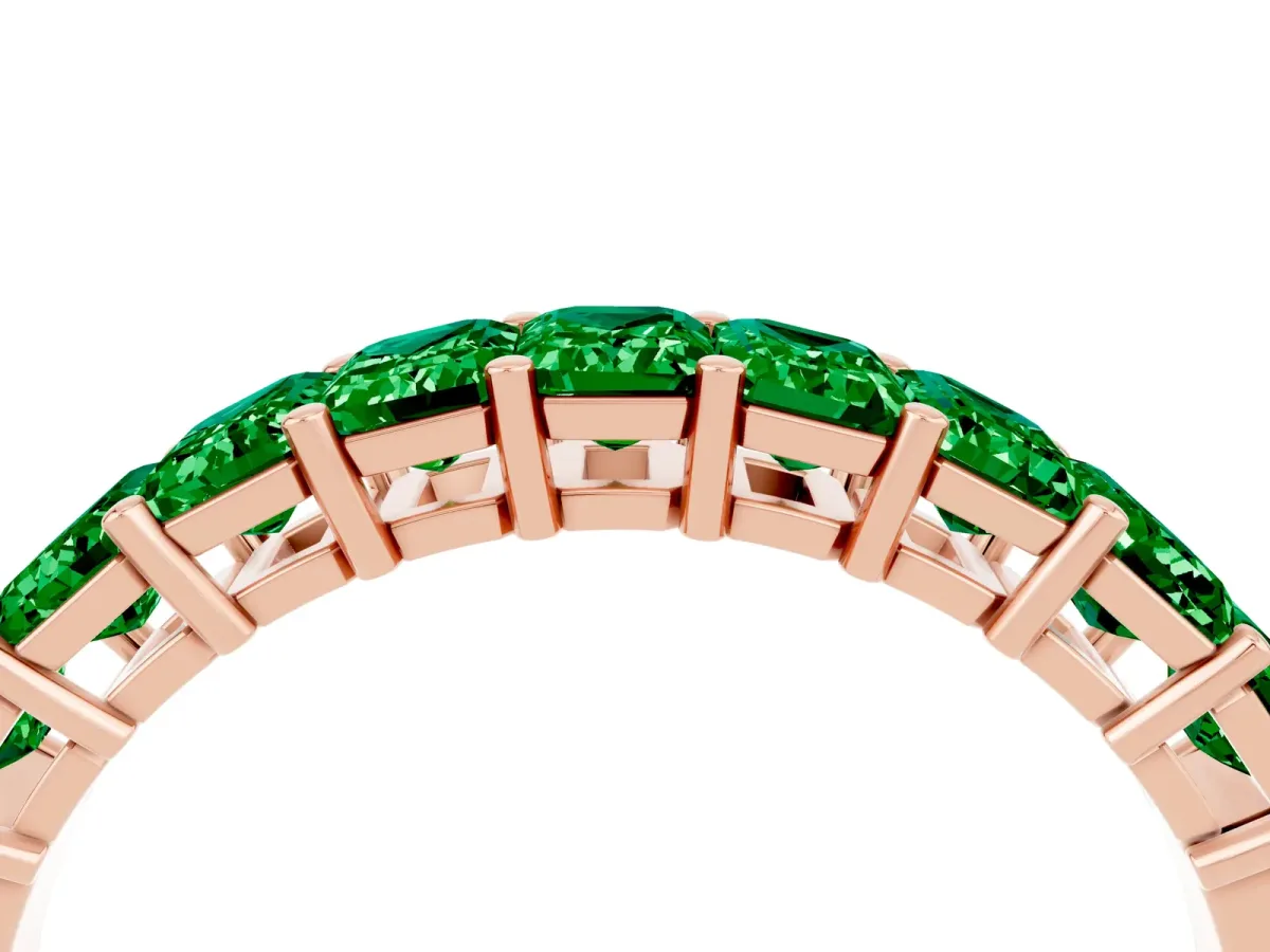 Emerald Cut Emerald Prong-Set Eternity Band Rose gold