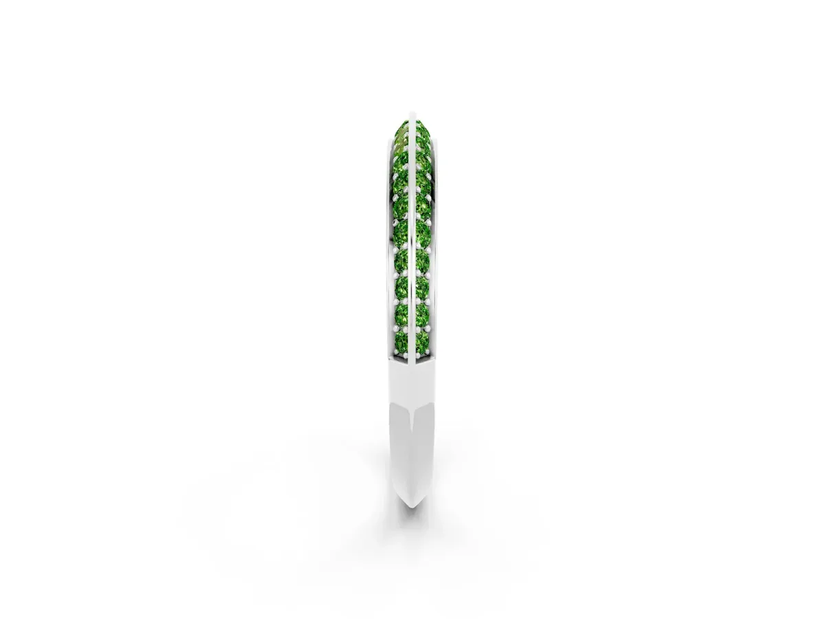 Double Row Pavé Round Peridot Eternity Band with Channel Setting Platinum