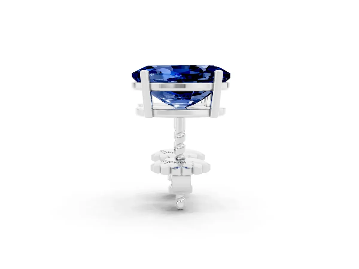 Oval Cut Blue Sapphire Stud Earrings Platinum