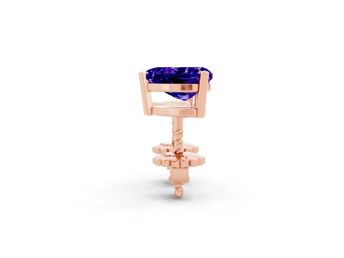 Heart Cut Tanzanite Stud Earrings Rose gold