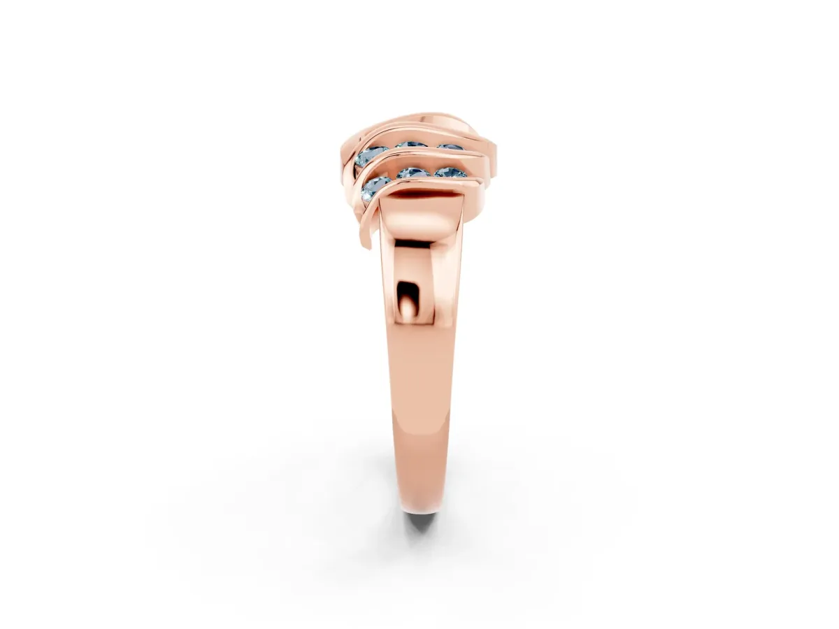 Round Aquamarine Multi-Row Crossover Band Rose gold