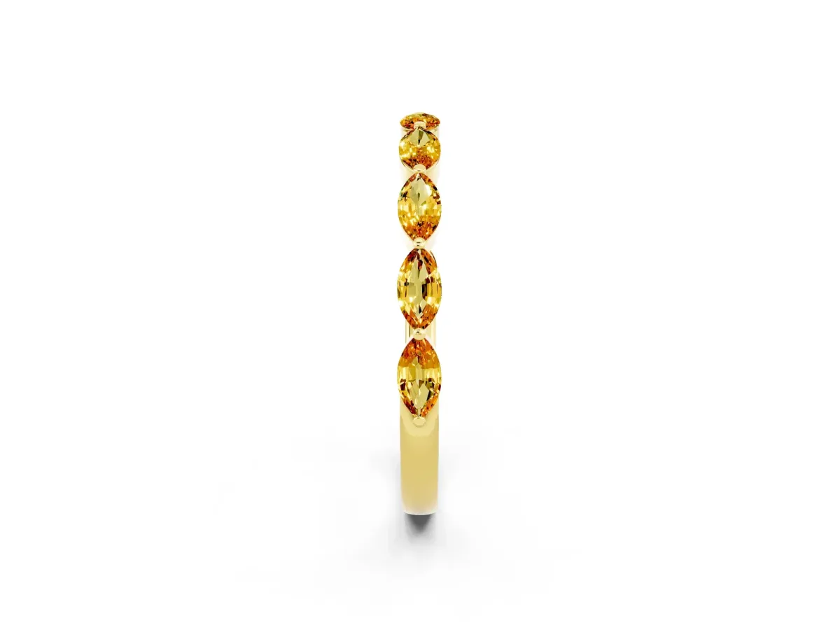 Marquise Citrine Half Eternity Band with Prong Setting Yellow gold