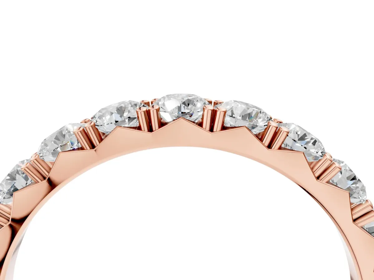 Round Diamond Eternity Band with Pavé Setting and Shared Prong Rose gold