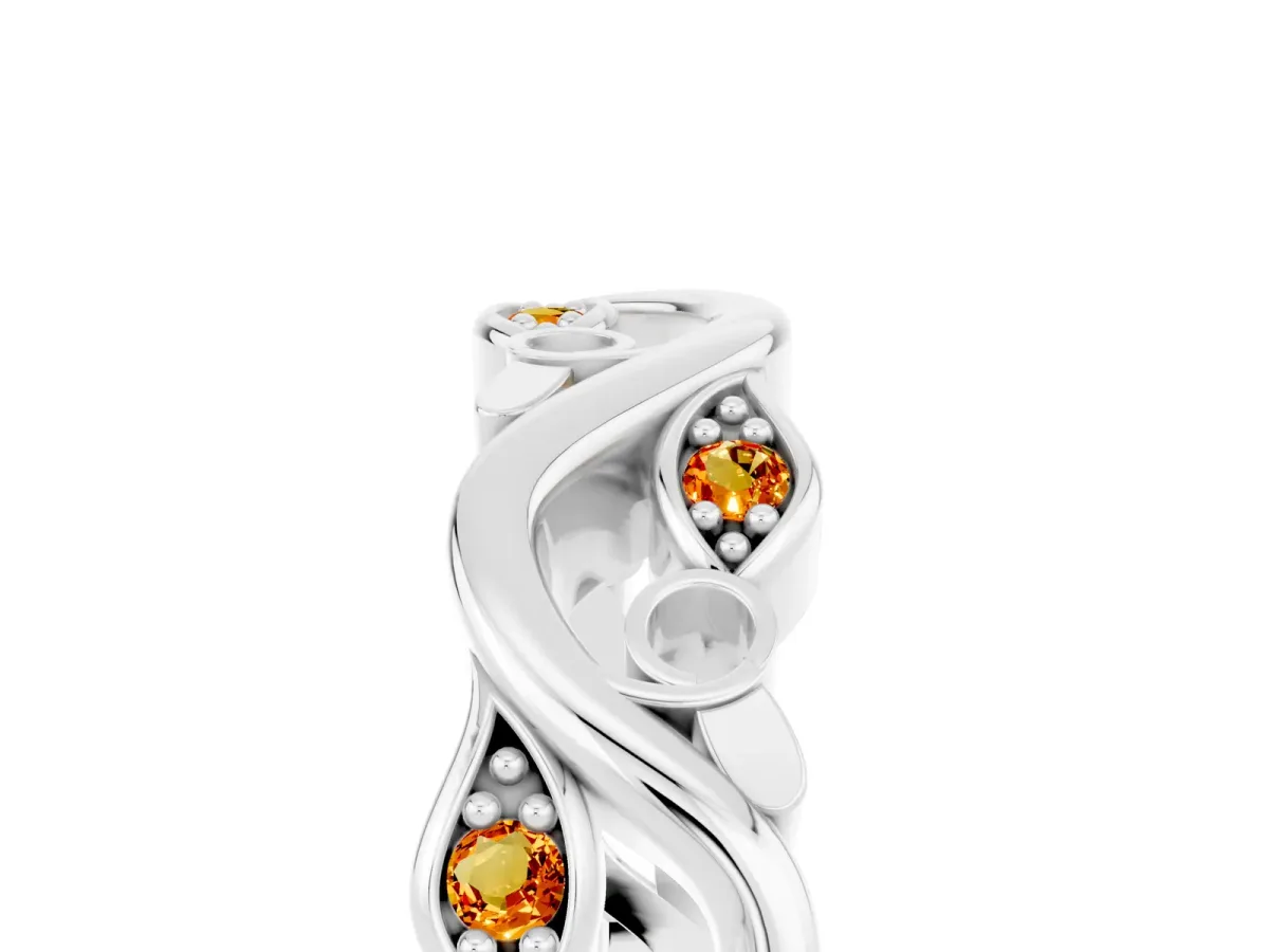 Marquise Citrine Vine Eternity Band with Bezel Setting White gold