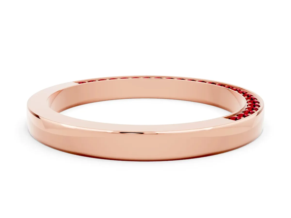 Pavé Round Ruby Channel Set Band Rose gold