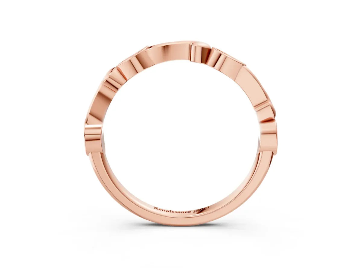 Marquise Diamond Leaf Twist Eternity Band with Bezel Setting Rose gold